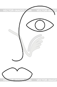 Modern line art face - vector image