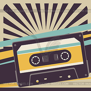 Music poster with cassette - vector image