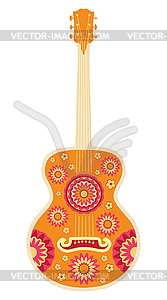 Retro guitar with flowers - vector image