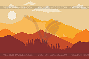 Sunset over mountains minimalism - royalty-free vector image