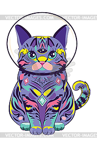 Purple alien cat - vector image