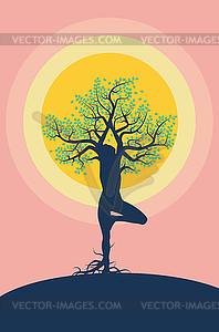 Human tree and sun - vector image