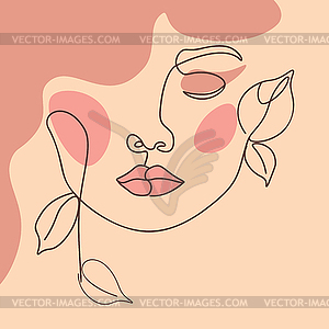Нарисуйте лицо девушки с листьями - векторное изображение EPS