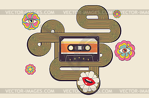Music poster with cassette - vector clip art