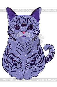 Purple alien cat - vector clipart
