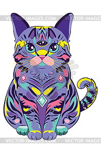 Purple alien cat - vector image