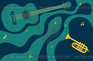 Trumpet and guitar - vector image