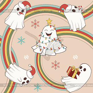 Cartoon Christmas spirits - vector clipart