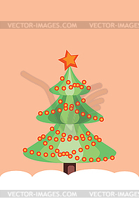 Простая украшенная рождественская елка - векторное изображение