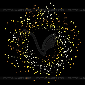 Yellow glitters on black - vector image