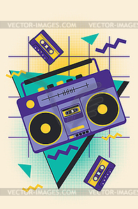 Violet boombox flat style - vector image