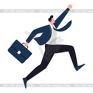 Прыгающий бизнесмен в синем костюме - иллюстрация в векторном формате