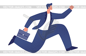 Прыгающий бизнесмен в синем костюме - клипарт в векторе / векторное изображение