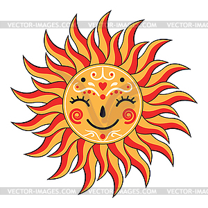 Smiling sun with closed eyes - vector image