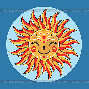 Smiling sun with closed eyes - vector clip art