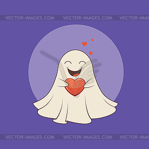 Valentine ghost with heart - royalty-free vector clipart