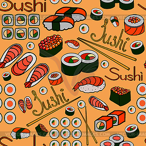 Seamless Japanese food pattern - vector clipart