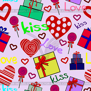 Romantic concept seamless pattern. Love elements - vector clipart