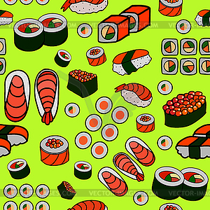 Seamless Japanese food pattern - vector image