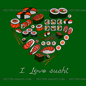 Sushi and rolls, - vector image