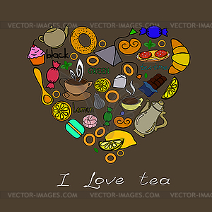 Card with cups and teapots - vector clipart