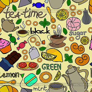 Repeating tea pattern - vector clip art