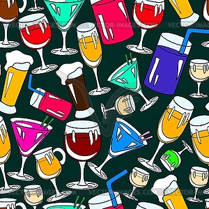 Seamless pattern with cocktail glasses for restaurant o - vector clipart