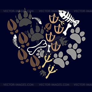 Pets footsteps card - vector clipart