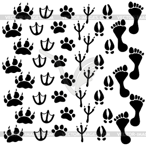 People and pets footsteps - vector clip art