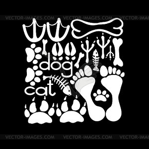 Pets footsteps card - vector image