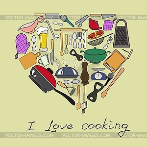Vector card of kitchen's elements - vector image