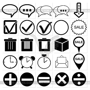 Black universal web icons set - vector image