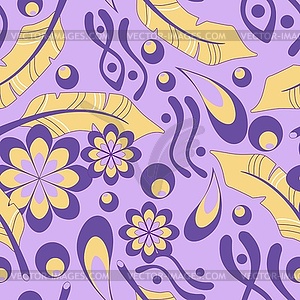 Seamless pattern with feathers - vector clipart