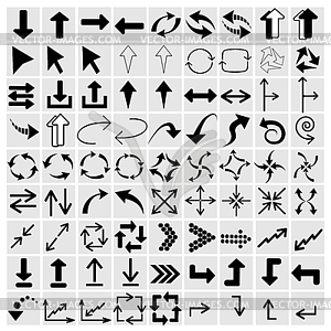 Set of black arrows - white & black vector clipart