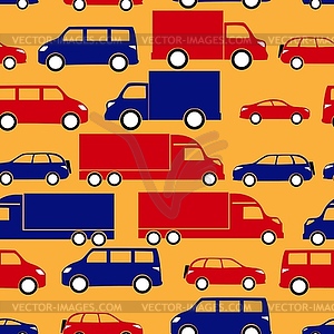 Seamless pattern with colorful little cars - vector clip art