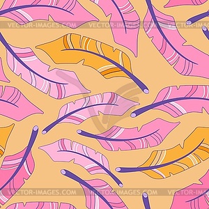 Cute pastel pattern. Seamless texture with feathers - vector clip art