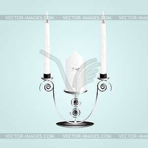 Candle in a candlestick - vector clip art