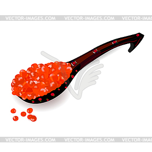 Spoon red caviar - color vector clipart