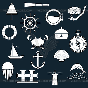 Морские иконки - векторный клипарт EPS