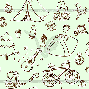 Camping seamless pattern - vector clip art