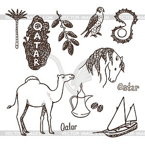 Qatar country. icons collection - vector clipart