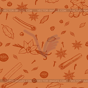 Seamless pattern with spices - vector clipart / vector image