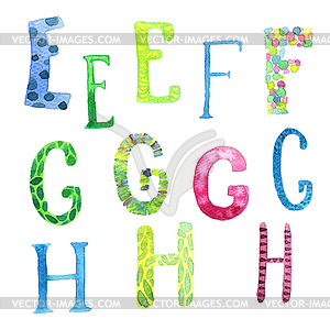 Funny watercolor font - vector image