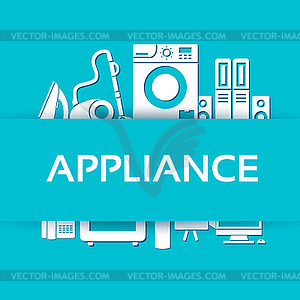 Flat modern kitchen appliances set icons concept. - vector clip art