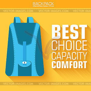 Flat schoolbag on background with slogan. illustr - vector clipart