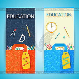 Back to school abstract background of flat icons - vector clip art