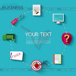 Business flat infographic template with text fields - royalty-free vector clipart