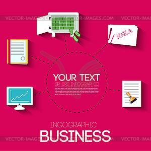 Business flat infographic template with text fields - vector image