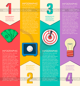 Business flat infographic template with text fields - color vector clipart