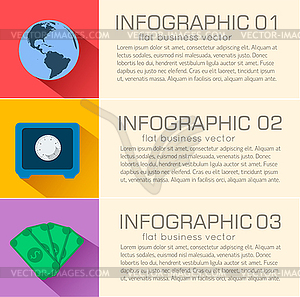 Business flat infographic template with text fields - vector image